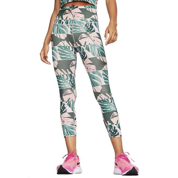 Nike Fast Crop Runway Leggings Leaf Pattern Small - Picture 1 of 10